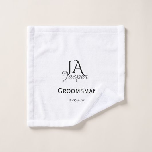 Monogram personalized groomsman best man name date washandje (Wasdoekje)