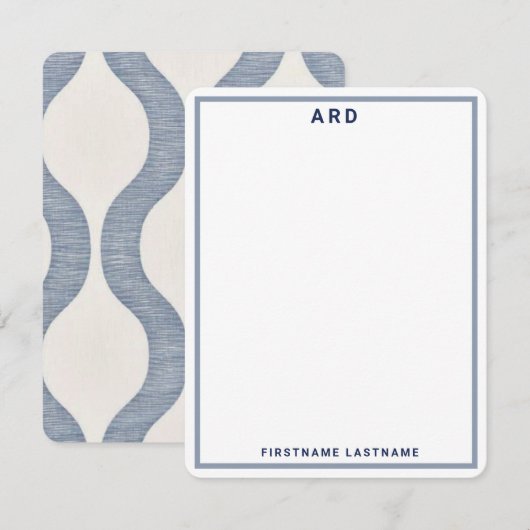 MONOGRAM PERSONALIZED PREPPY BRIEFPAPIER BEDANKKAART (Voorkant / Achterkant)