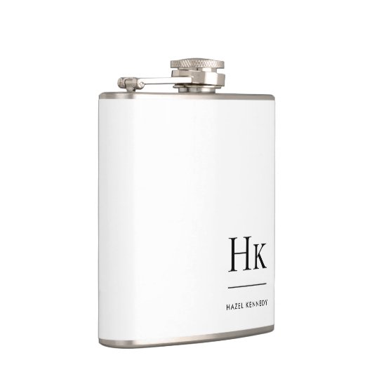 Monogram Personalized White Monogrammed Heupfles (Rechts)