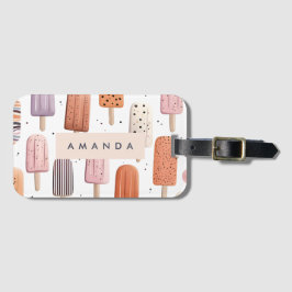 Monogram Persoonlijk Cute Popsicle Patroon Bagagelabel