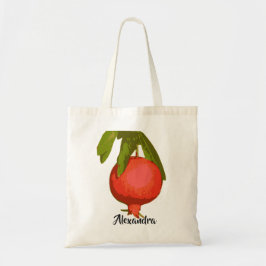 Monogram Persoonlijk grafisch Botanisch Rood Pomeg Tote Bag