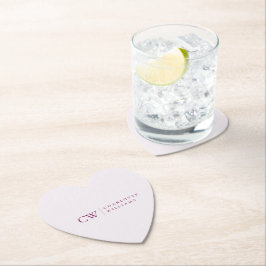 Monogram Persoonlijke Roze Hart Papieren Onderzett Kartonnen Onderzetters