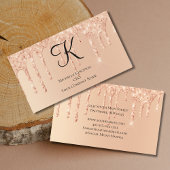 Monogram Perzik Dripping Glitter Glam Trendy Vrouw Visitekaartje