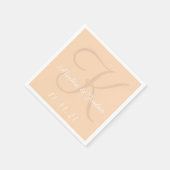 Monogram Perzik Eenvoudige Kleur Trouwpapier Serve Servet (Hoek)