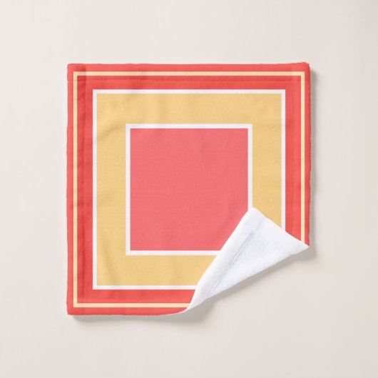 Monogram Perzik Fruit geometrisch blokpatroon Bad Handdoek (Wasdoekje)