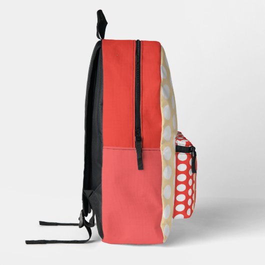 Monogram Perzik Fruit Witte Polka stippen Bedrukte Rugzak (Links)