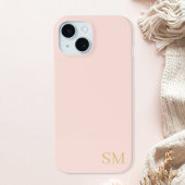 Monogram Perzik Goud Minimalistische Initialen iPhone 15 Case