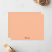 Monogram Perzik Minimalistisch Modern Script Custo Notitiekaartje (Voorkant / Achterkant in situ)