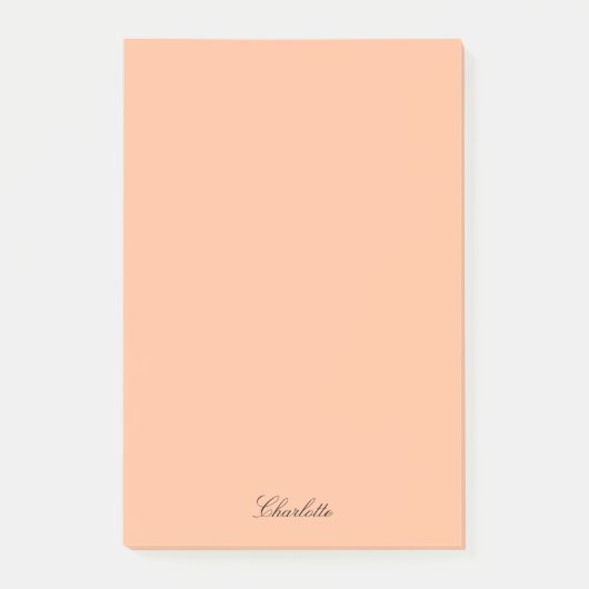 Monogram Perzik Modern Script Minimalist Custom Post-it® Notes (Voorkant)