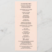 Monogram Perzik Roze Gouden Folie Huwelijksprogram Programmakaart (Achterkant)