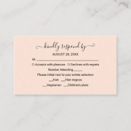 Monogram Perzik Roze Huwelijk RSVP Bijlagekaart Informatiekaartje