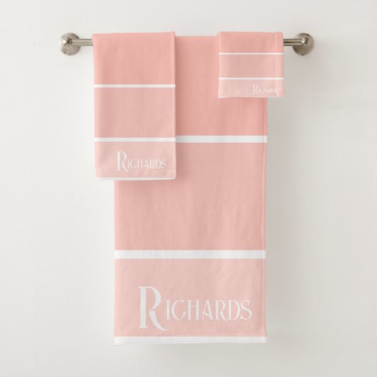 Monogram Perzik tinten met wit Bad Handdoek (Insitu)