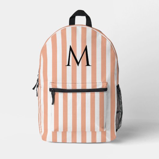 Monogram Perzik & Witte Strepen Gestreept Bedrukte Rugzak (Voorkant)