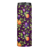 Monogram perziken Plums Paars-Cute Fruit Botanisch Thermosbeker (Achterkant)