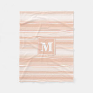 Monogram perzikstrepen fleece deken