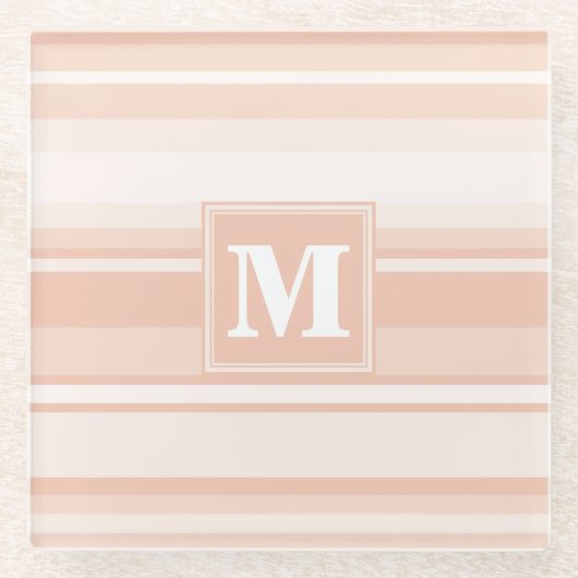 Monogram perzikstrepen glazen onderzetter (Voorkant)