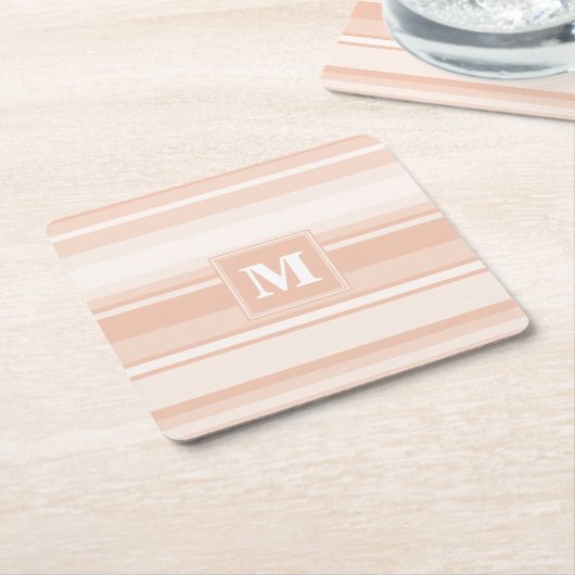 Monogram perzikstrepen kartonnen onderzetters (Schuin)