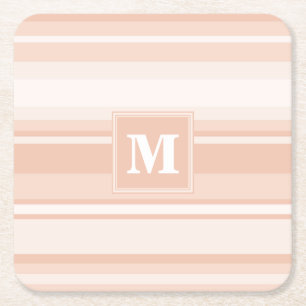 Monogram perzikstrepen kartonnen onderzetters