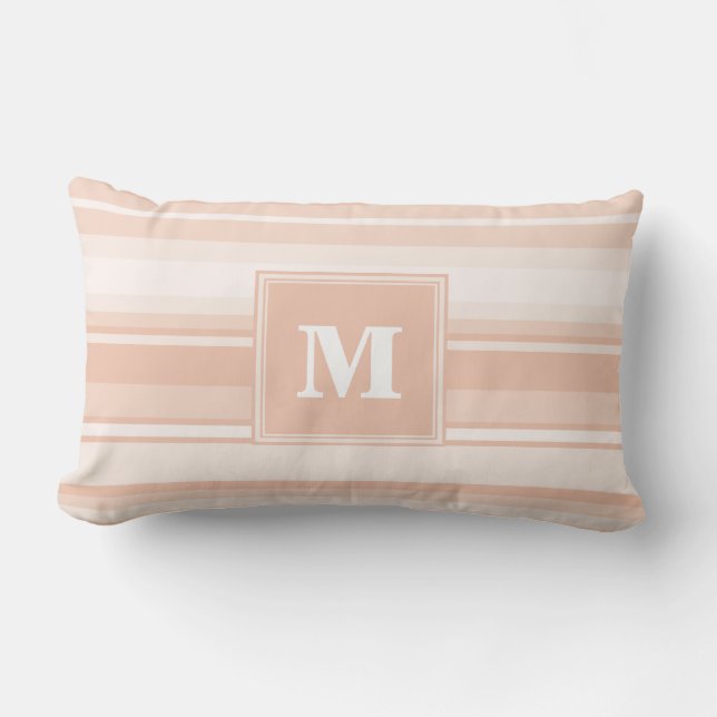 Monogram perzikstrepen kussen (Voorkant)