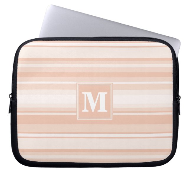 Monogram perzikstrepen laptop sleeve (Voorkant)
