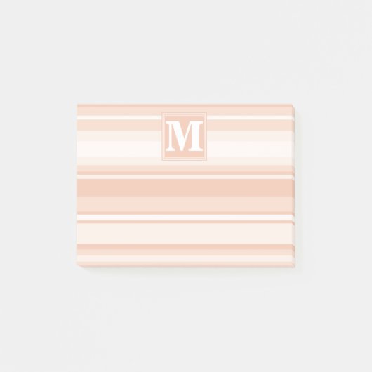 Monogram perzikstrepen post-it® notes (Voorkant)