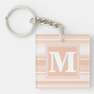 Monogram perzikstrepen sleutelhanger