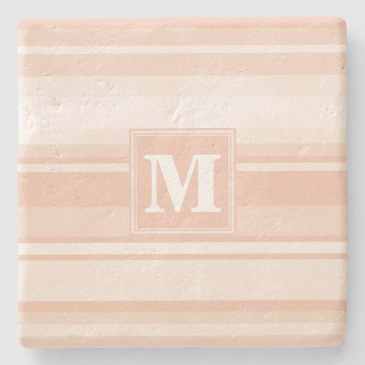 Monogram perzikstrepen stenen onderzetter (Voorkant)