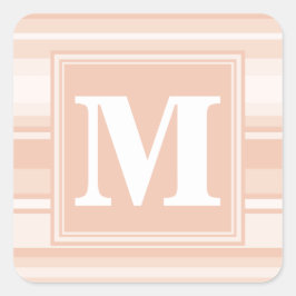 Monogram perzikstrepen vierkante sticker
