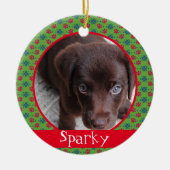 Monogram Pet Dog Cat Photo Paw Prins Keramisch Ornament (Voorkant)