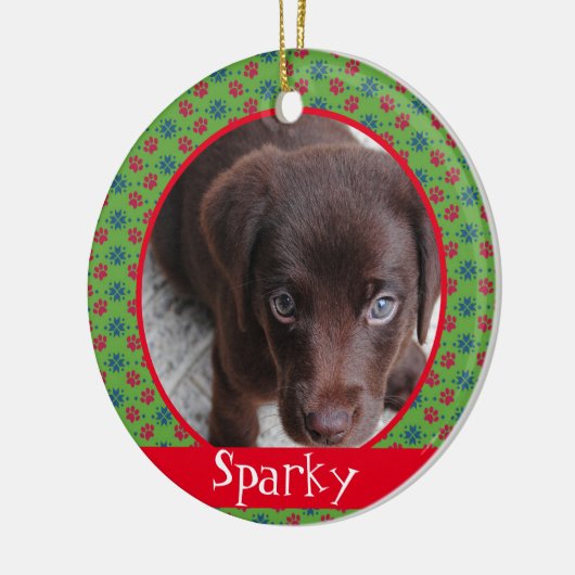 Monogram Pet Dog Cat Photo Paw Prins Keramisch Ornament (Links)