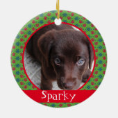 Monogram Pet Dog Cat Photo Paw Prins Keramisch Ornament (Achterkant)