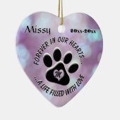 Monogram Pet Memorial Heart Keramisch Ornament (Rechts)