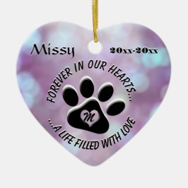 Monogram Pet Memorial Heart Keramisch Ornament