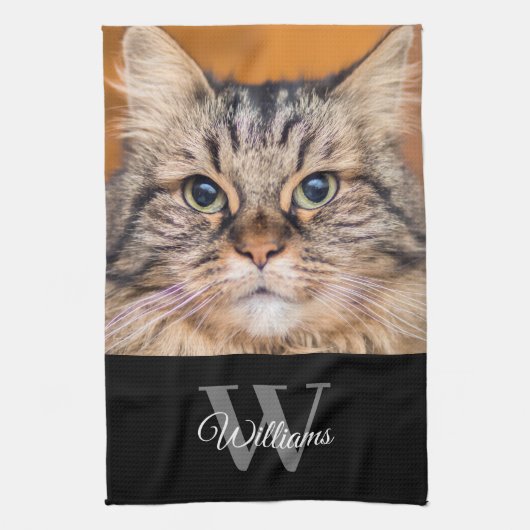 Monogram Pet Photo Kitchen Towels Theedoek (Verticaal)
