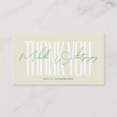 Monogram PET Thank you modern script Visitekaartje (Voorkant)