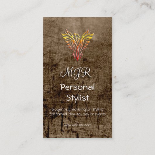 Monogram, Phoenix Personal Stylist, ledereffect Visitekaartje (Voorkant)