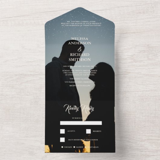 Monogram Photo Wedding All In One Uitnodiging (Binnen)