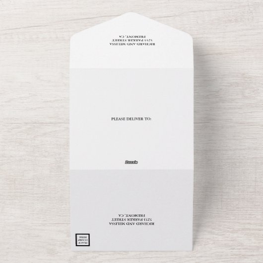 Monogram Photo Wedding All In One Uitnodiging (Buitenkant)