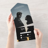 Monogram Photo Wedding All In One Uitnodiging (Afscheurbaar)