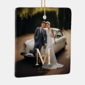 Monogram Photo Wedding Keramisch Ornament (Rechts)