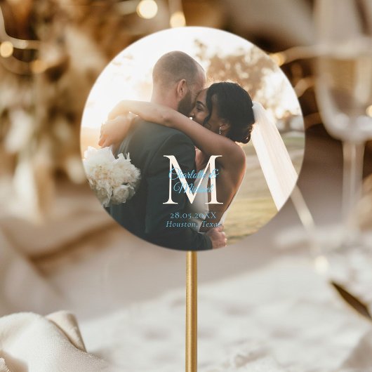 Monogram Photo Wedding Ronde Sticker
