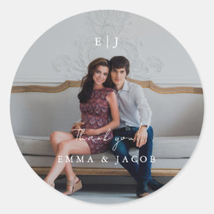 Monogram Photo Wedding Ronde Sticker