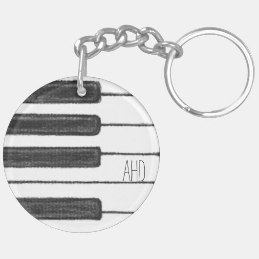 Monogram Piano Keys Black en White Sleutelhanger (Achterkant Rechts)