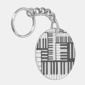Monogram Piano Keys Black en White Sleutelhanger (Voorkant Links)