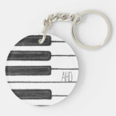 Monogram Piano Keys Black en White Sleutelhanger (Achterkant)