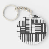 Monogram Piano Keys Black en White Sleutelhanger (Voorkant)