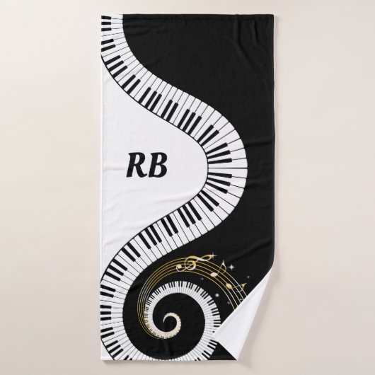 Monogram Piano Keys en Muzieknoten Bad Handdoek (Badhanddoek)