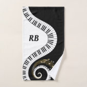 Monogram Piano Keys en Muzieknoten Bad Handdoek (Handdoek)