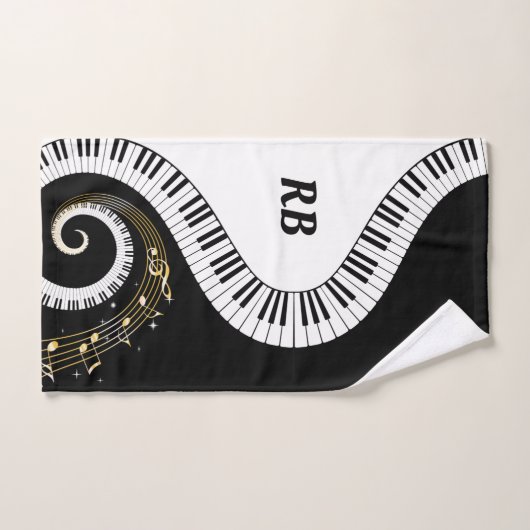 Monogram Piano Keys en Muzieknoten Bad Handdoek (Handdoek)