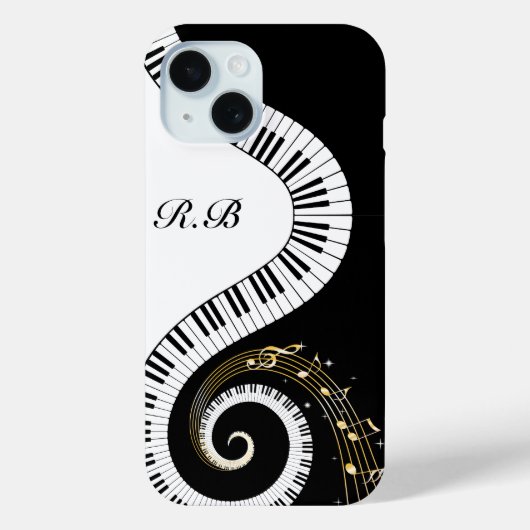 Monogram Piano Keys en Muzieknoten Case-Mate iPhone Case (Achterkant)
